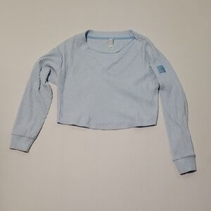 ALO Yoga Muse V-Neck Pullover Sweater Blue Skies Heather - Size 8
